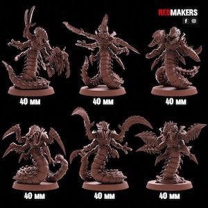 Kill Squad Swarnids | RedMakers | 6x 32mm scale 3D ABS resin print minis | Choose no base, 40mm, 50mm or 60mm round