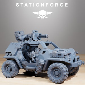 Socratis Stormrider | StationForge | 11cm L x 7cm W x 7cm H | 1x Vehicle, 1x Gunner, 2x Driver models (Only 1 driving seat position)