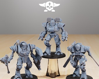 Scavenger Executars | StationForge | 3x 32mm scale mech robot walkers | 3D ABS resin print | Choose no bases or 50mm or 60mm round.
