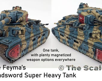 Broadsword Super Heavy Tank | Nate Feyma | 1x 32mm scale 3D ABS resin battle tank | All options incl. | LxWxH - 278.6 x 191.2 x 121.2mm