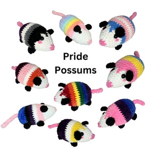 Possum Pride Plushie Handmade Opossum Gay Pride Collection Stuffed Animal