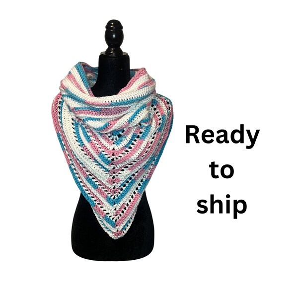 Hooded Scarf Trans Pride Flag Handmade Cowl Wild Oleander Hooded Scarf Pride Collection Ready to Ship
