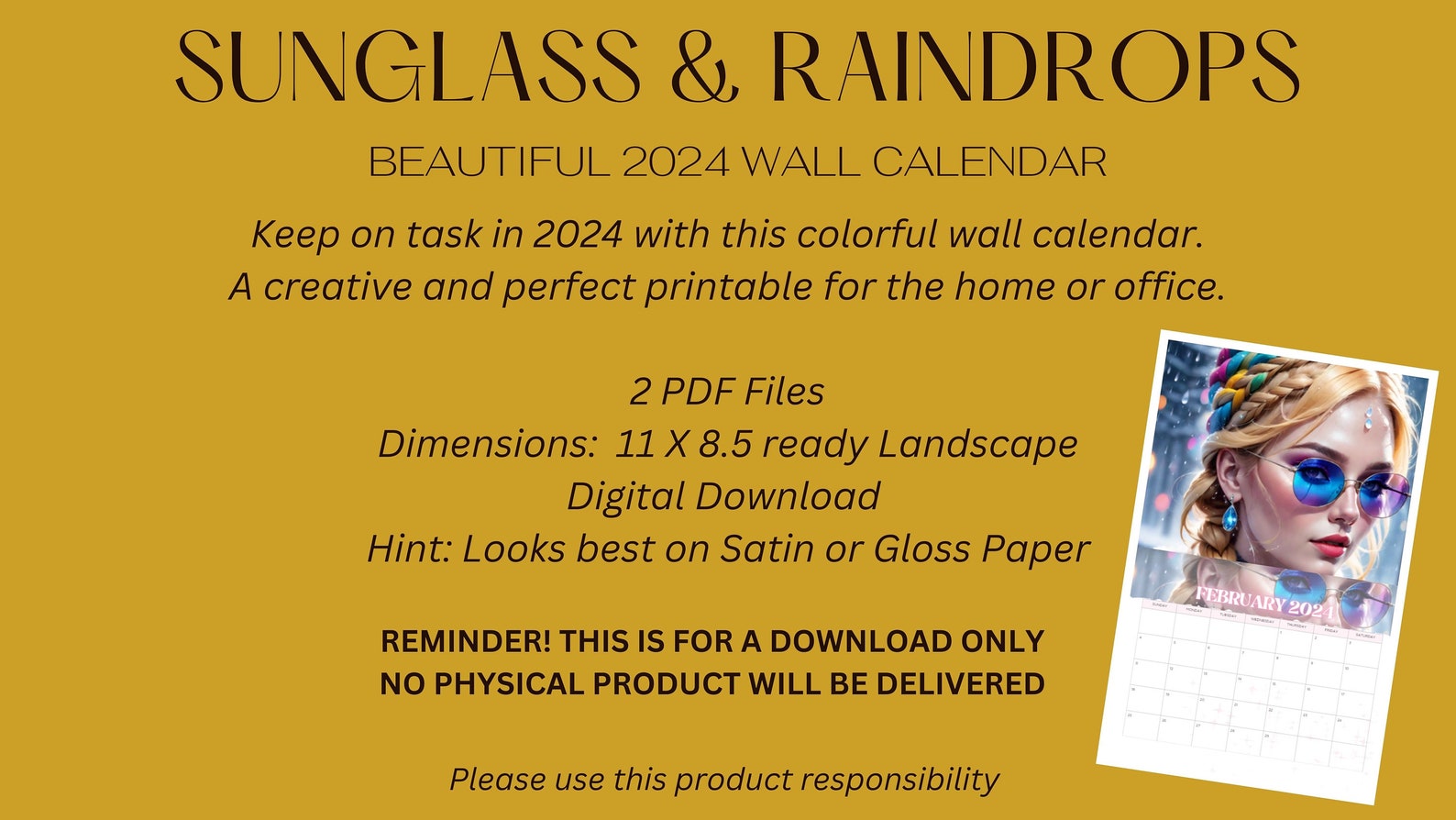 Wall Calendar 2024, 2024 Calendar, Color 2024 Wall Calendar, Calendar