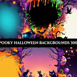 10 Halloween Digital Backgrounds – Spooky  and Fun Designs 300 DPI