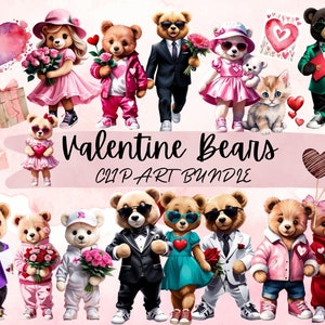 Teddy Bear Valentine Clipart Bundle (20 PNG Images)