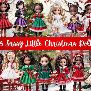 Sassy Little Christmas Doll Clipart PNG, Holiday Clipart Holiday Doll Clipart