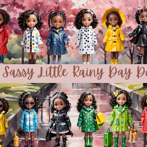 Sassy Rainy Day Doll Clipart Collection, PNG