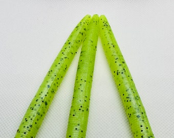 Handmade 5” Senko Fishing Lures in Chartreuse.