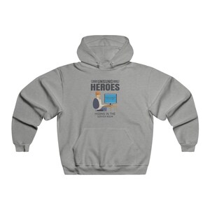 IT Geeks Hoodie Unsung Heroes Hiding In Server Room Mens Hooded Sweatshirt Gift IT Computer Nerd Professionals Embracing The Power