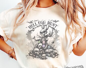Comfort Colors® HELL EGG HUNT 03017 | funny easter shirt,rabbit tee,skull,spooky,halloween t-shirt,metal,rocker,bunny,dead,skeleton,adult