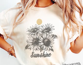Comfort Colors® Sunshine 02022 | sunflower shirt,flower t-shirt,positive  tee,vacation,summer,happy,garden,farmer market,cute,gift,retro