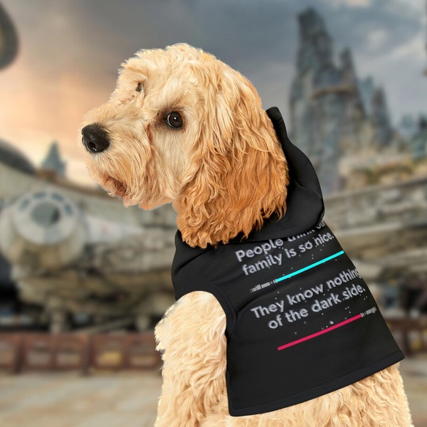 Dark Side Doggy Star Wars Dog Hoodie Funny Shirt Family Dog Outfit Light Saber Disney Fan Matching Family Vacation Clothing Disney Puppy Tee