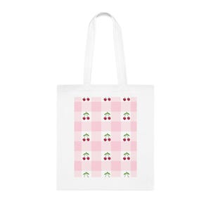 Kirsche kariert Baumwolle Einkaufstasche | Einkaufstasche, Strandtasche, Umweltfreundliche Tasche, Geschenk für sie, Picknicktasche