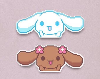 Cinnamoroll and Mocha Premium Sticker - Sanrio Pixel Art Sticker Set of 2