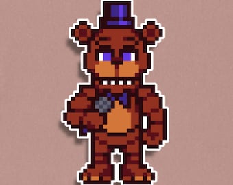 Freddy Fazbear Premium Sticker - FNAF Pixel Art Sticker