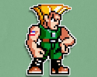 Guile Premium Sticker - Street Fighter 6 Pixel Art Sticker