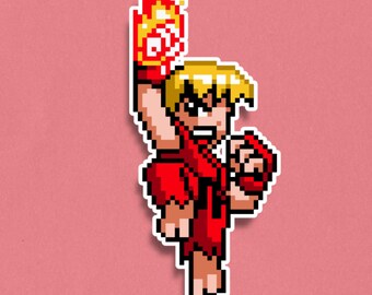 Ken Premium Sticker - Street Fighter 6 Pixel Art Sticker