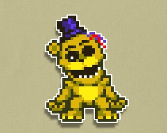 Golden Freddy Premium Sticker - FNAF Pixel Art Sticker