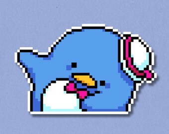 Autocollant premium Tuxedo Sam | Autocollant pixel art laminé imperméable | Décalcomanie Sanrio