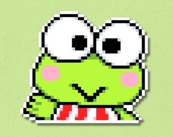 Autocollant premium Keroppi Dog | Autocollant pixel art imperméable et laminé | Décalcomanie Sanrio