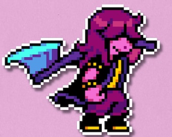 Autocollant Susie Premium | Autocollant pixel art imperméable et laminé | Décalcomanie Deltarune