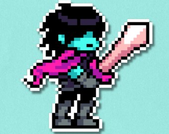 Autocollant Kris Premium | Autocollant pixel art laminé et imperméable | Décalcomanie Deltarune