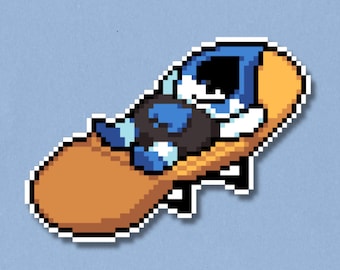 Autocollant premium Lancer Lounging | Autocollant pixel art laminé imperméable | Décalcomanie Deltarune