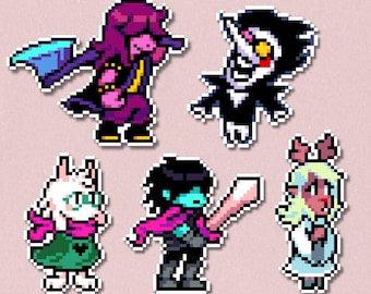 Pack d'autocollants Deltarune | Stickers pixel art imperméables et laminés | Comprend plus de 5 autocollants premium