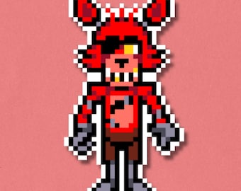 Pegatina Foxy Premium / Pegatina Pixel Art laminada e impermeable / Calcomanía FNAF