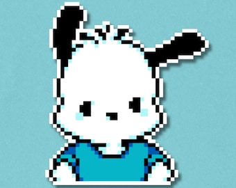 Autocollant Pochacco Premium | Autocollant pixel art imperméable et laminé | Décalcomanie Sanrio