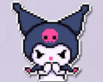 Autocollant Kuromi Premium | Autocollant pixel art laminé imperméable | Décalcomanie Sanrio
