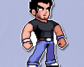 Pegatina premium de Lucas Lee / Pegatina laminada impermeable de pixel art / Calcomanía de videojuegos y cómics