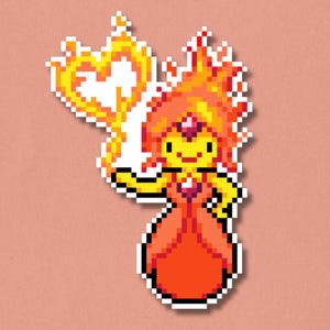 Flame Princess Premium Sticker | Waterproof Laminated Pixel Art Sticker | Adventure Time Decal