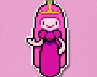Pegatina premium de la Princesa Chicle / Pegatina laminada impermeable de arte pixelado / Calcomanía de Hora de Aventura
