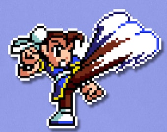 Pegatina premium de Chun-Li / Pegatina laminada impermeable de pixel art / Calcomanía de Street Fighter