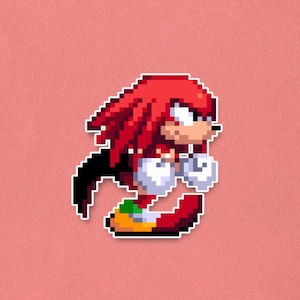 Knuckles Premium Sticker Sonic the Hedgehog Pixel Art Sticker - Etsy