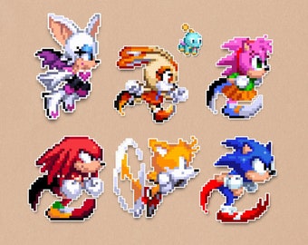 Sonic the Hedgehog Premium Sticker Set of 6 - Sonic Dream Team Pixel Art Stickers
