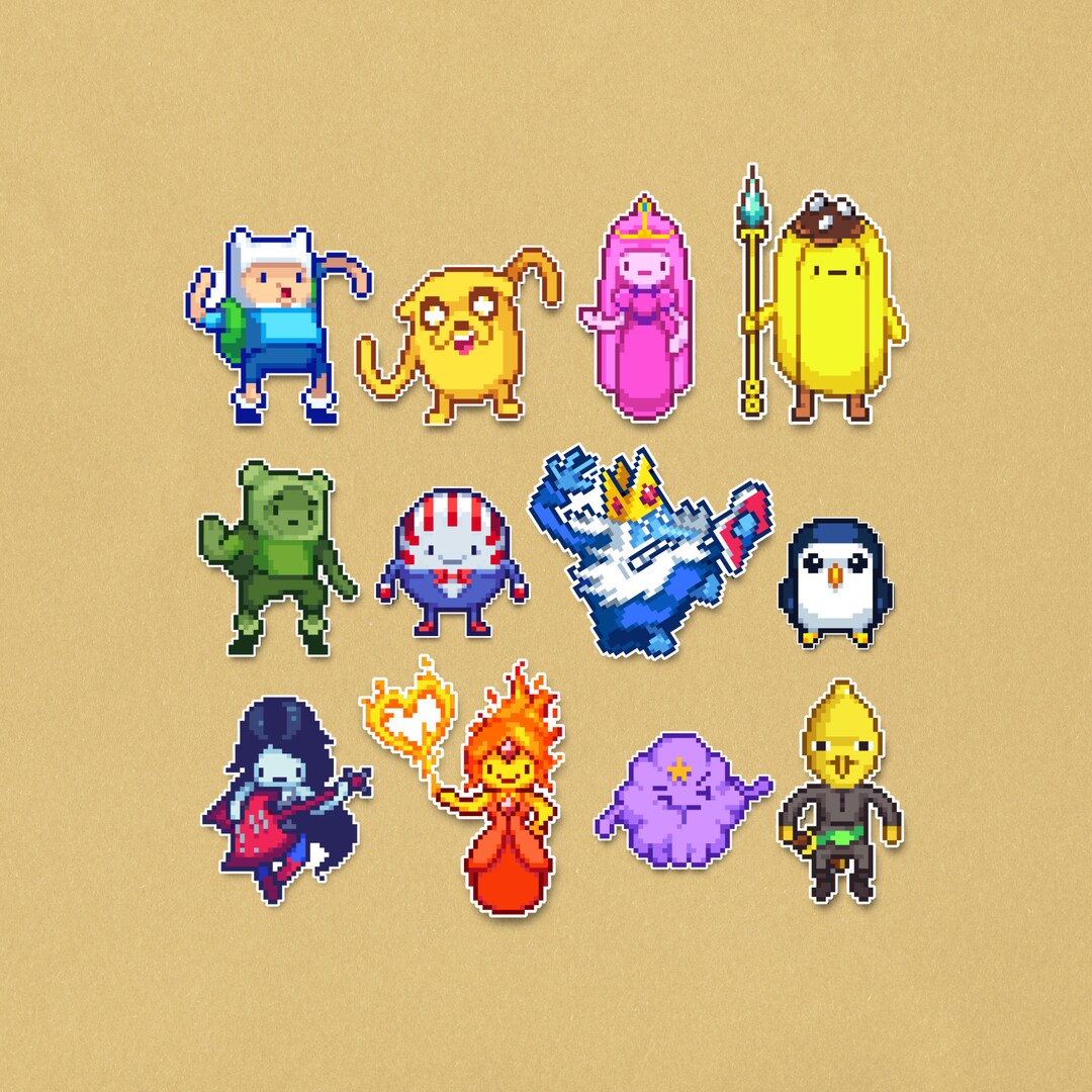 Adventure Time Premium Sticker Set - Includes 12 Pixel Art Stickers - Etsy