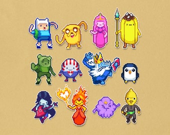 Adventure Time Premium Sticker Set - Includes 12 Pixel Art Stickers