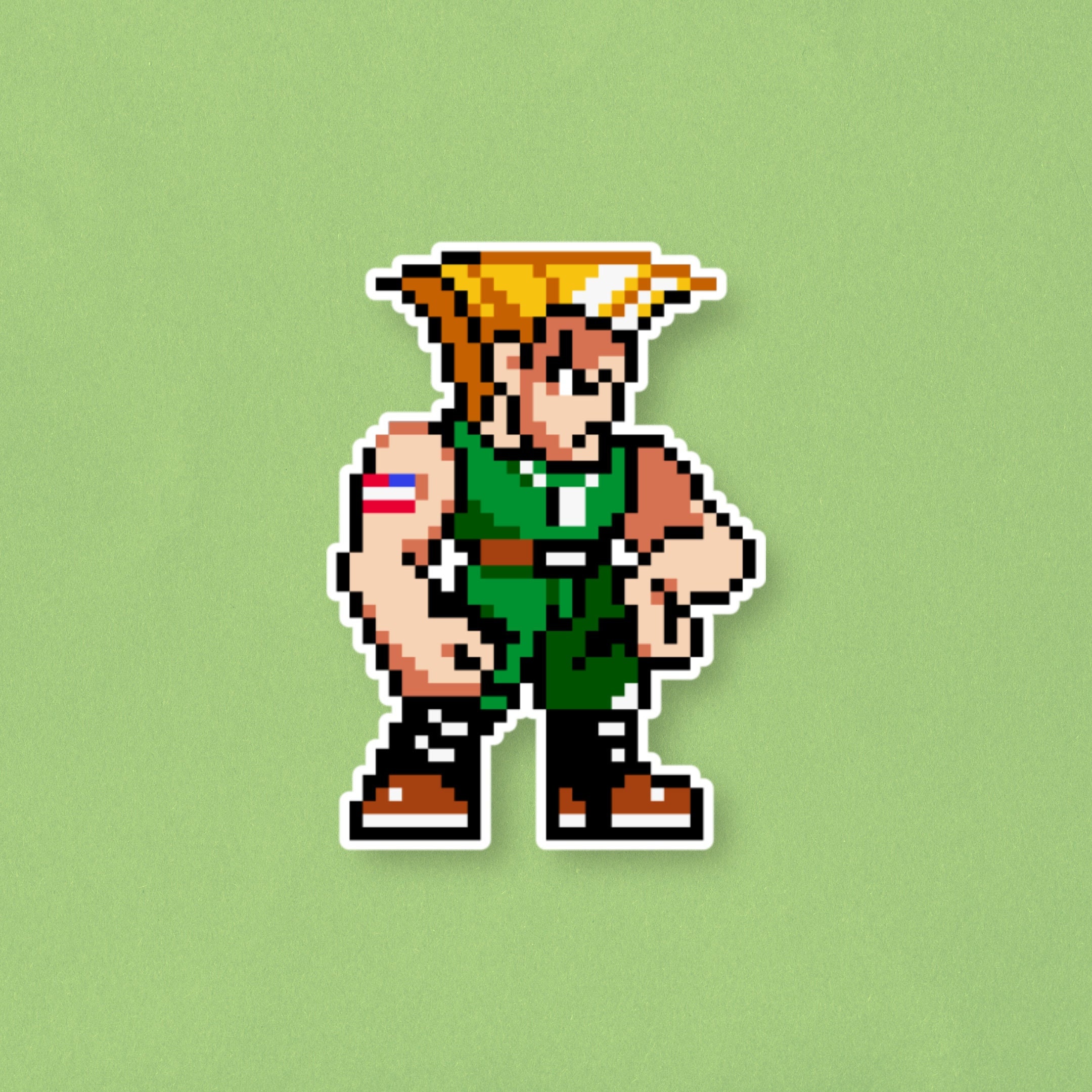 SF2 CHAMPION EDITION GUILE FACE OFF Sticker by PIXLTEES