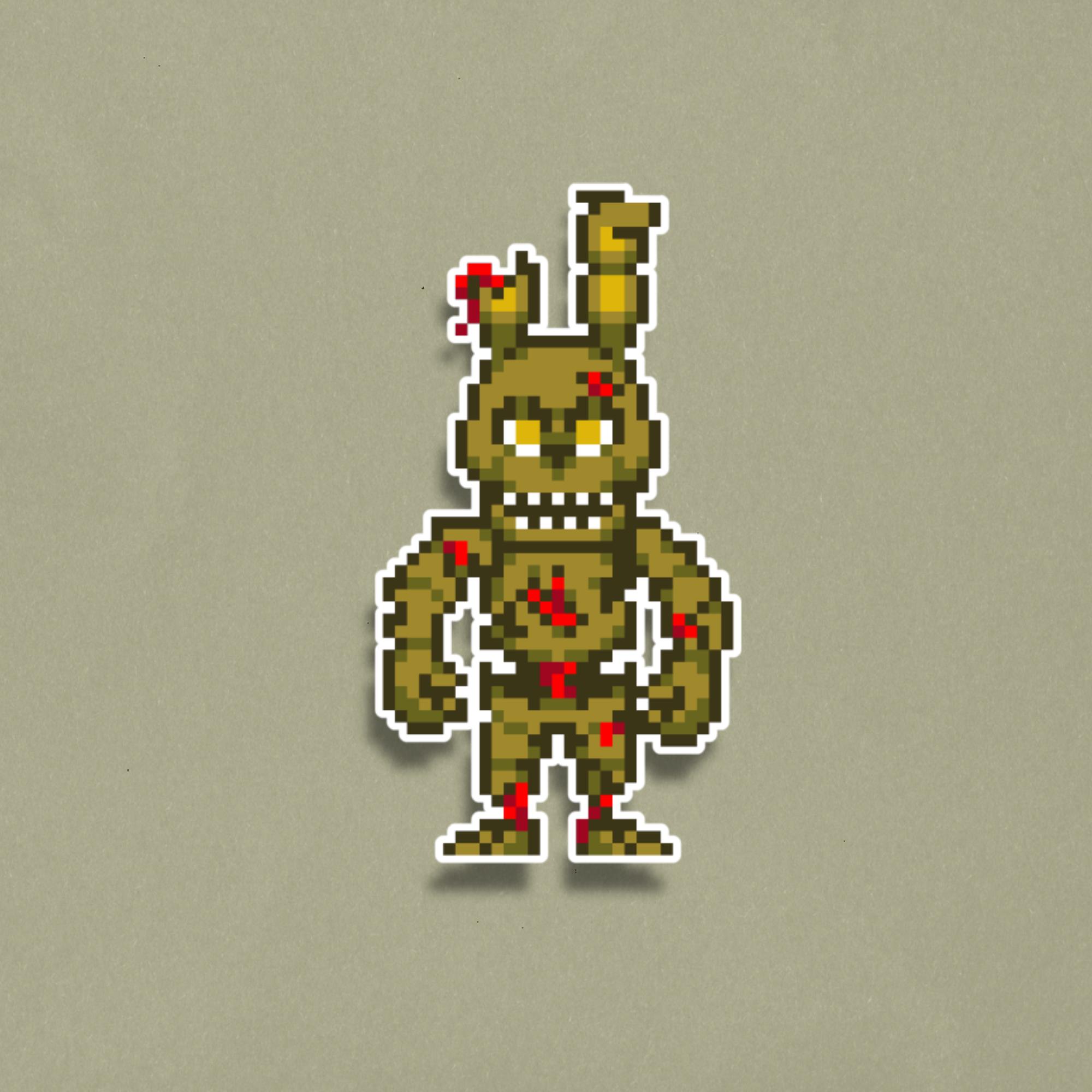 Pixelated Springtrap Springtrap Premium Sticker - FNAF Pixel Art Sticker - Etsy
