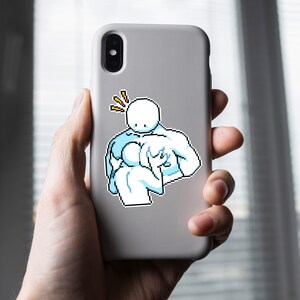 Head Between Pecs Premium Sticker | Waterproof Laminated Pixel Art Decal image 2