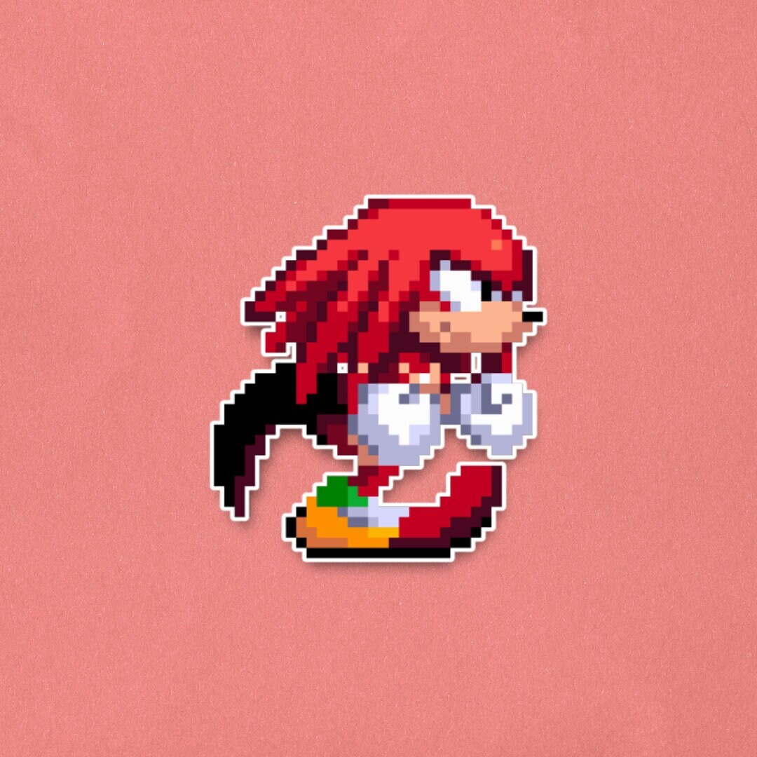 Knuckles Premium Sticker Sonic the Hedgehog Pixel Art Sticker - Etsy