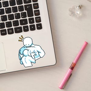 Head Between Pecs Premium Sticker | Waterproof Laminated Pixel Art Decal image 3