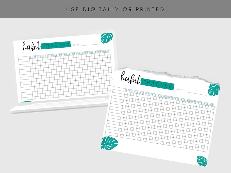 Monthly Habit Tracker Printable Landscape, Habit Tracker Template