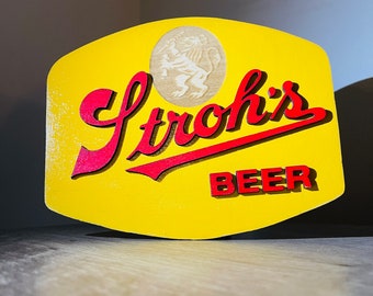 Stroh's 3D Wooden Beer Sign 48 Hour Shipping !