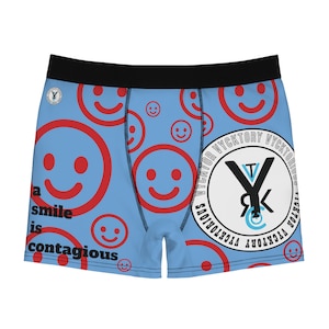 blue &quot;smile is contagious&quot; Men&#39;s Boxer Briefs (AOP)