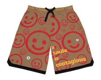 Mocha Honey "a smile is contagious" Basketball Rib Shorts (AOP)