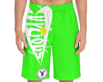 Pantaloncini da spiaggia da uomo Vycious Love - Abbigliamento da spiaggia vivace per nuotare, fare surf, divertirsi in estate, feste in piscina, abbigliamento sportivo