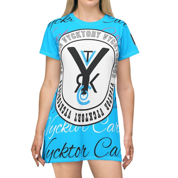 neon blue t shirt dress Neon Lights Blue Vycktor Carlo T-shirt Dress (AOP)